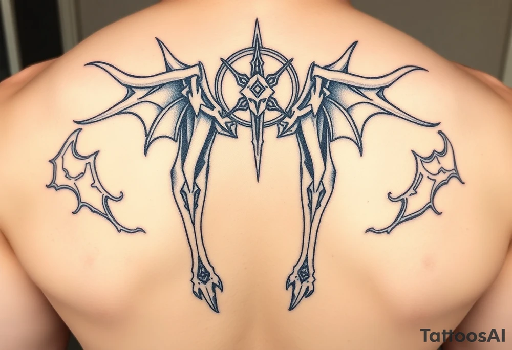 Four leg tattoo with jujutsu, Kaisen, solo leveling and demon slayer ideas tattoo idea