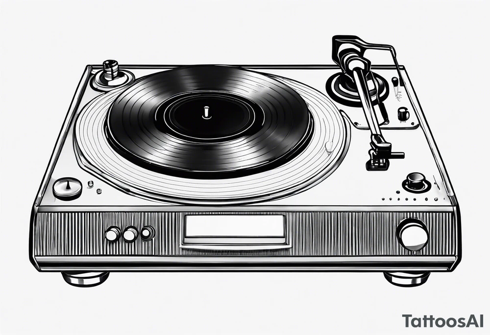 Recordplayer finline art minimalistic 2D only one line tattoo idea