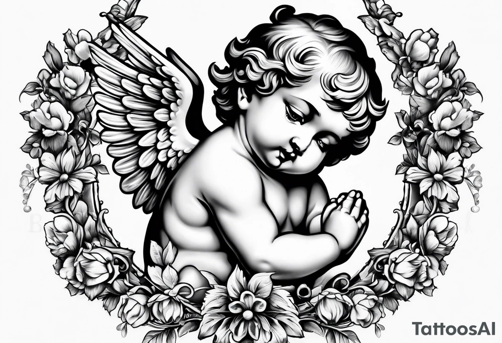 one putti praying tattoo idea