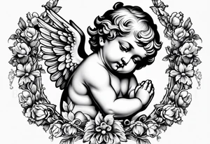 one putti praying tattoo idea