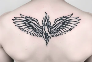 wings but half is made of fire tattoo idea