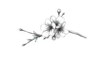 Cherry blossom branchwith rund petals tattoo idea