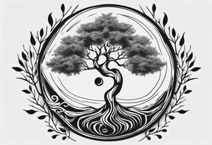tree yin yang tattoo idea