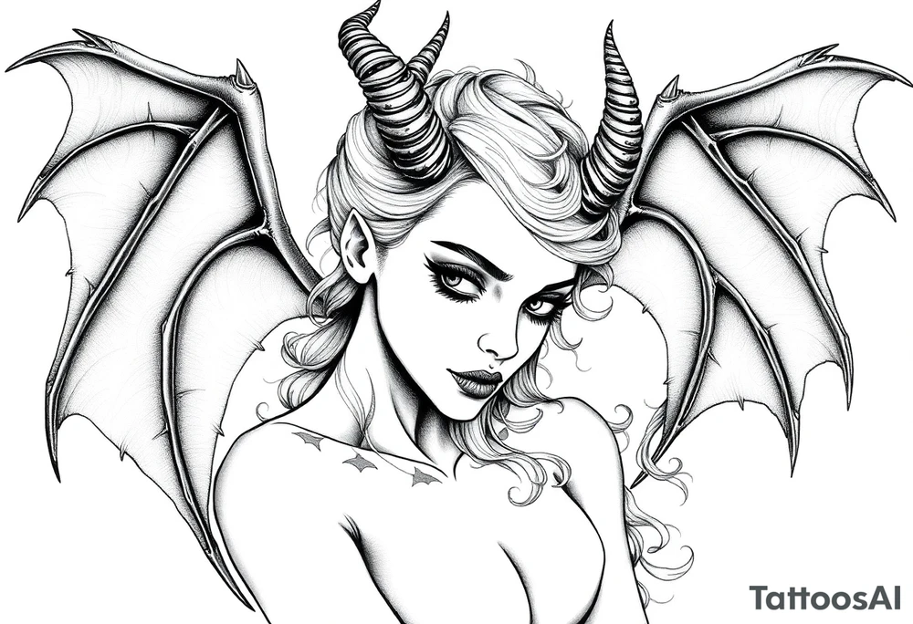 Gothic demon girl tattoo idea