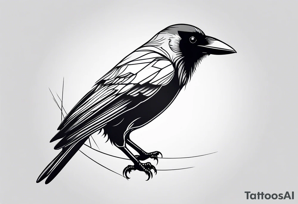 minimalistic stroke of a crow tattoo idea