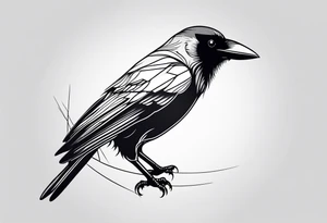 minimalistic stroke of a crow tattoo idea