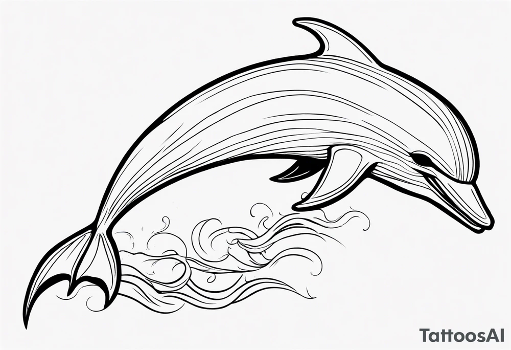 Thin outline of a dolphin without any fill tattoo idea