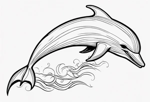 Thin outline of a dolphin without any fill tattoo idea