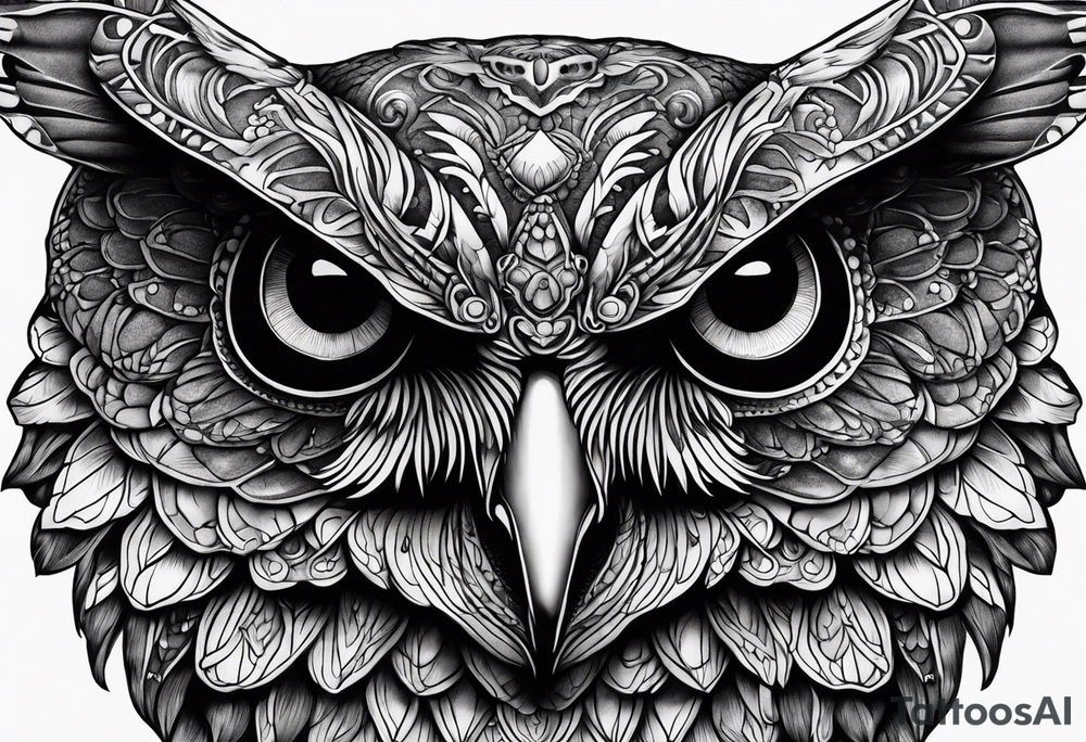 Dead head moth with owl eyes tattoo idea
