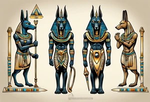 anubis and horus full arms tattoo idea