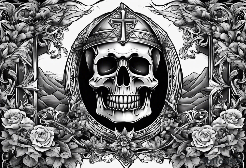 Tomb with cross tattoo idea