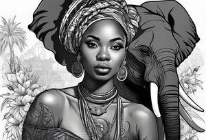Black woman with locs and elephant tattoo idea