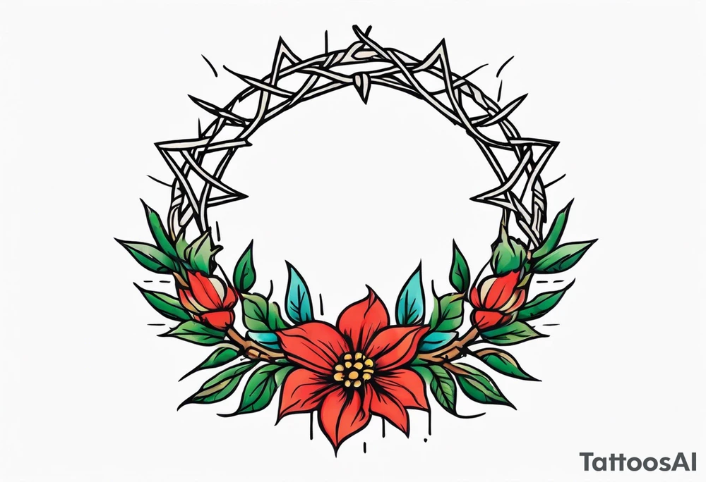 crown of thorns jesus
old school vintage simple traditional design 
vintage flowers surrounding crown


bold color simple tattoo idea
