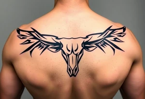 Texas longhorn who horns run along the muscles of the back tattoo idea