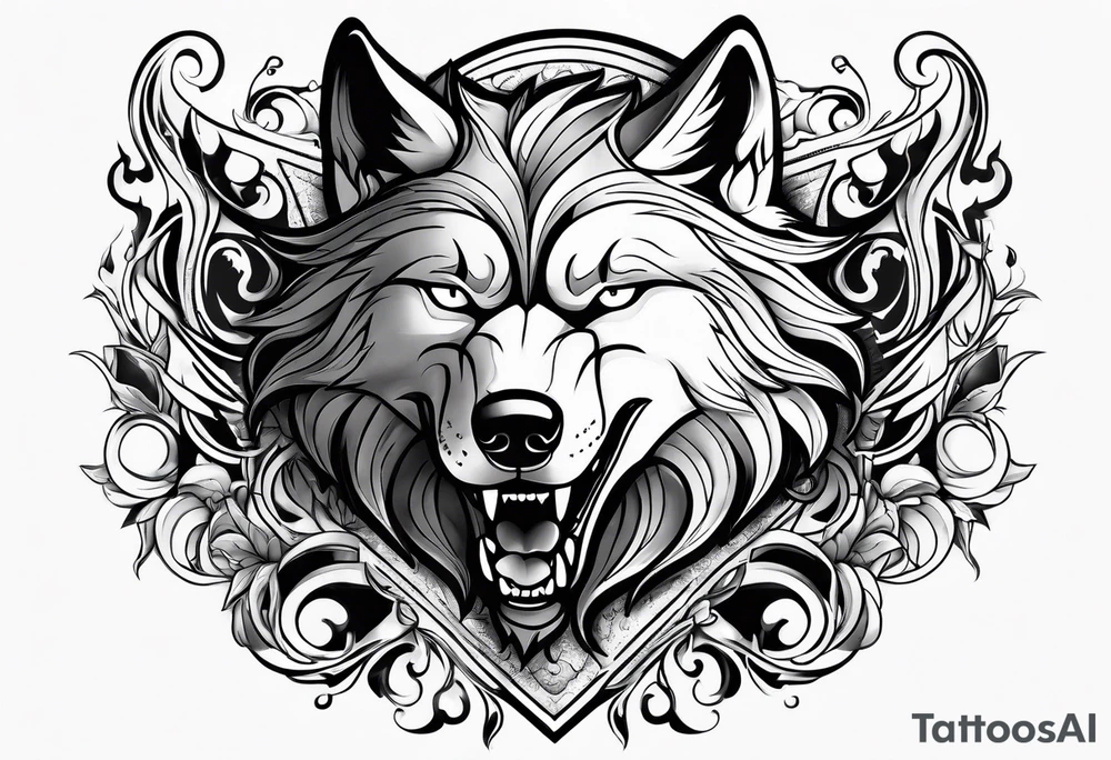 wolf growling tattoo idea