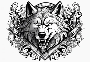 wolf growling tattoo idea