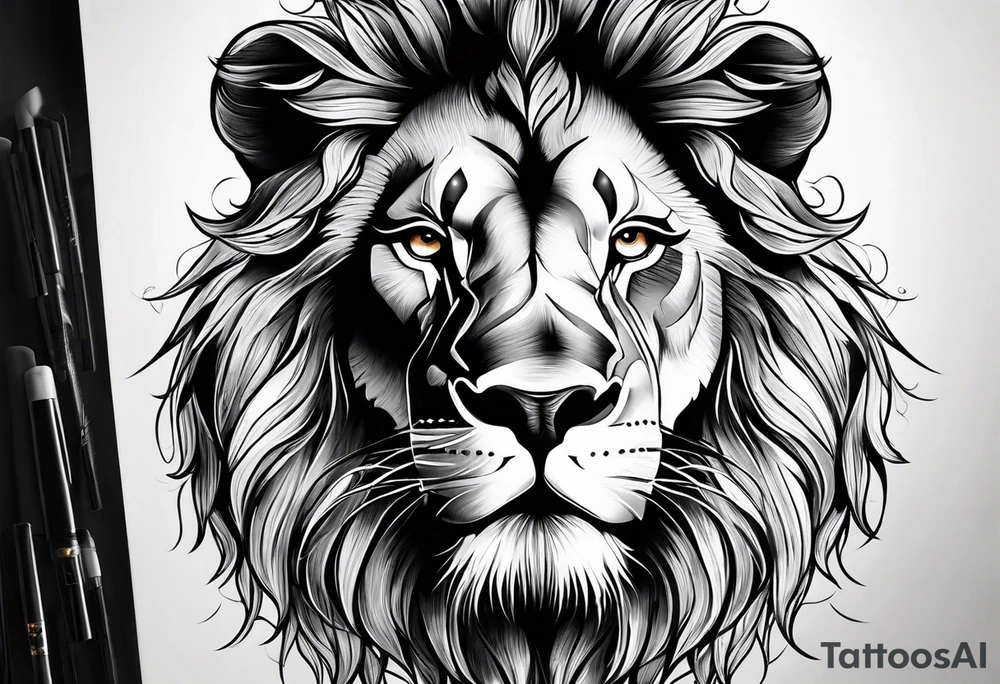 lion face tattoo idea
