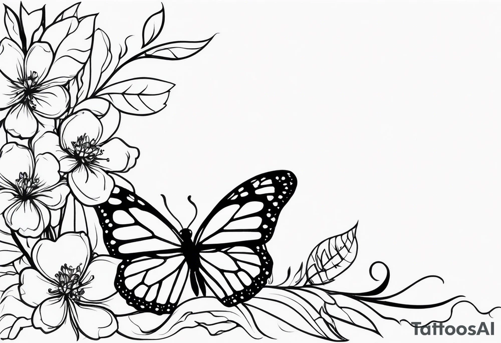 for forearm vine wrapping around long with some hawiann flowers incorporate some monarch butterflies into it tattoo idea