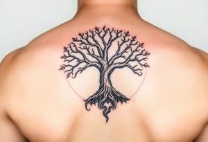 tree of life with a dragon encircling it. tattoo idea