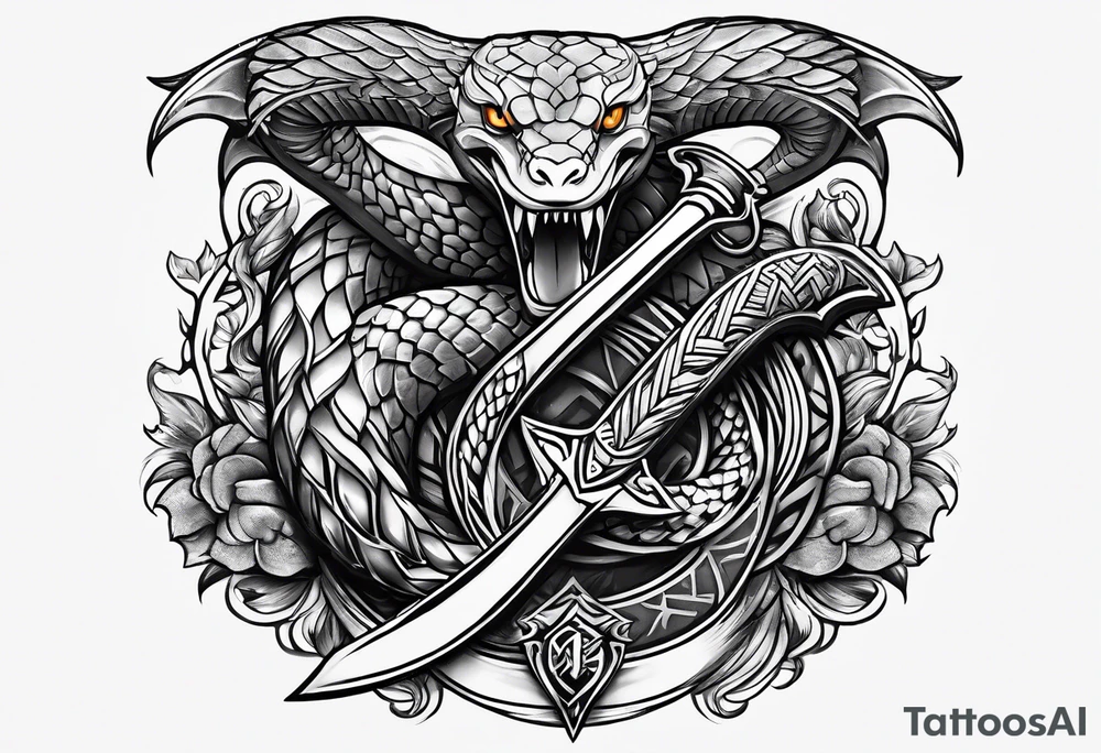 Snake axe tattoo idea