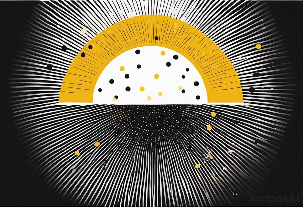 simple sunshine made of black dots with circles. rays coming out tattoo idea