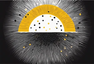 simple sunshine made of black dots with circles. rays coming out tattoo idea