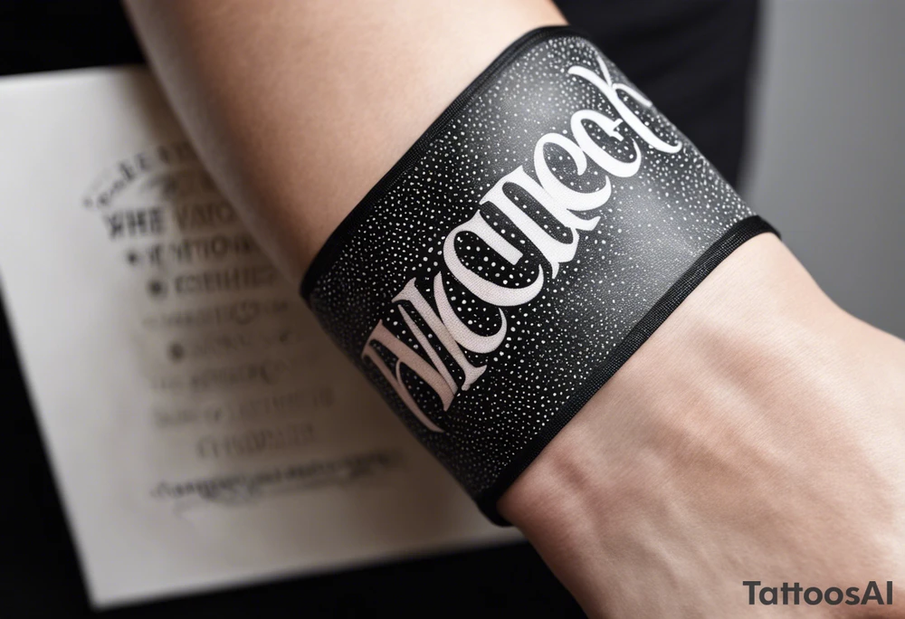 Cheers Mate text, armband +Cancer Ribbon +artistic tattoo idea