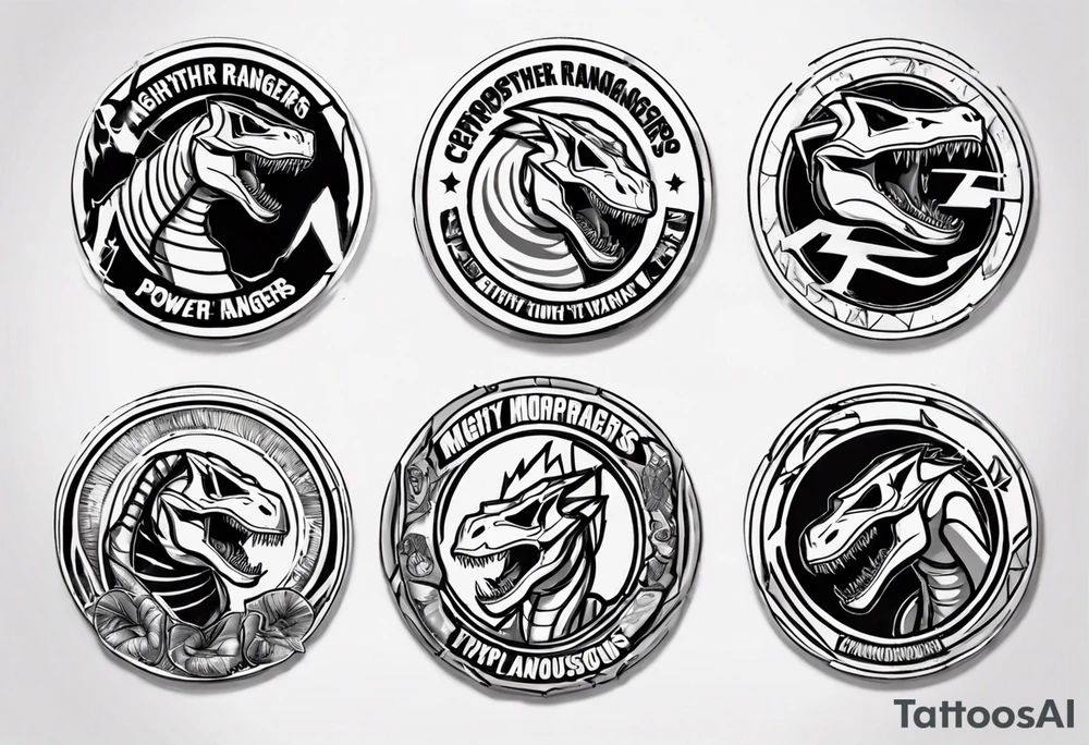 mighty morphin power rangers tyrannosaurus power coin and the word Christopher tattoo idea