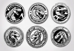 mighty morphin power rangers tyrannosaurus power coin and the word Christopher tattoo idea