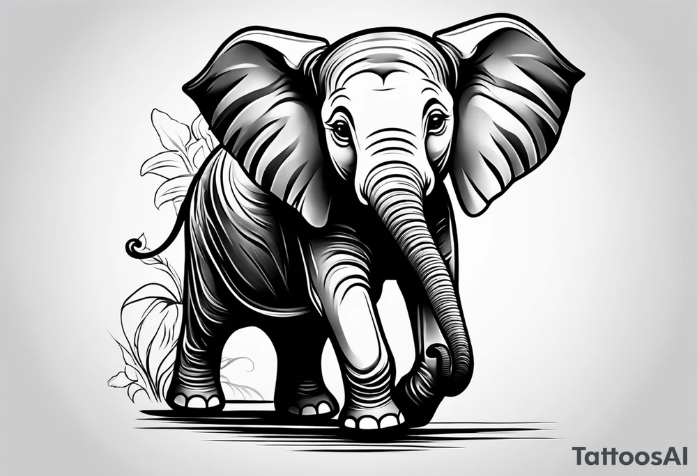 baby elephant calf tattoo idea