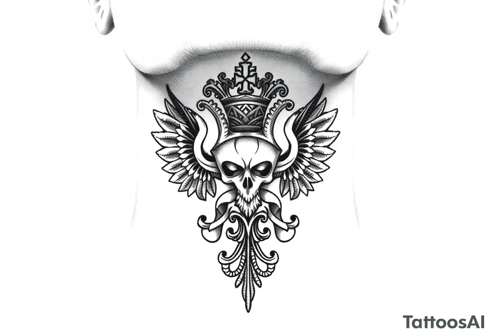 russian christian orthodox military neck design front facing tattoo idea