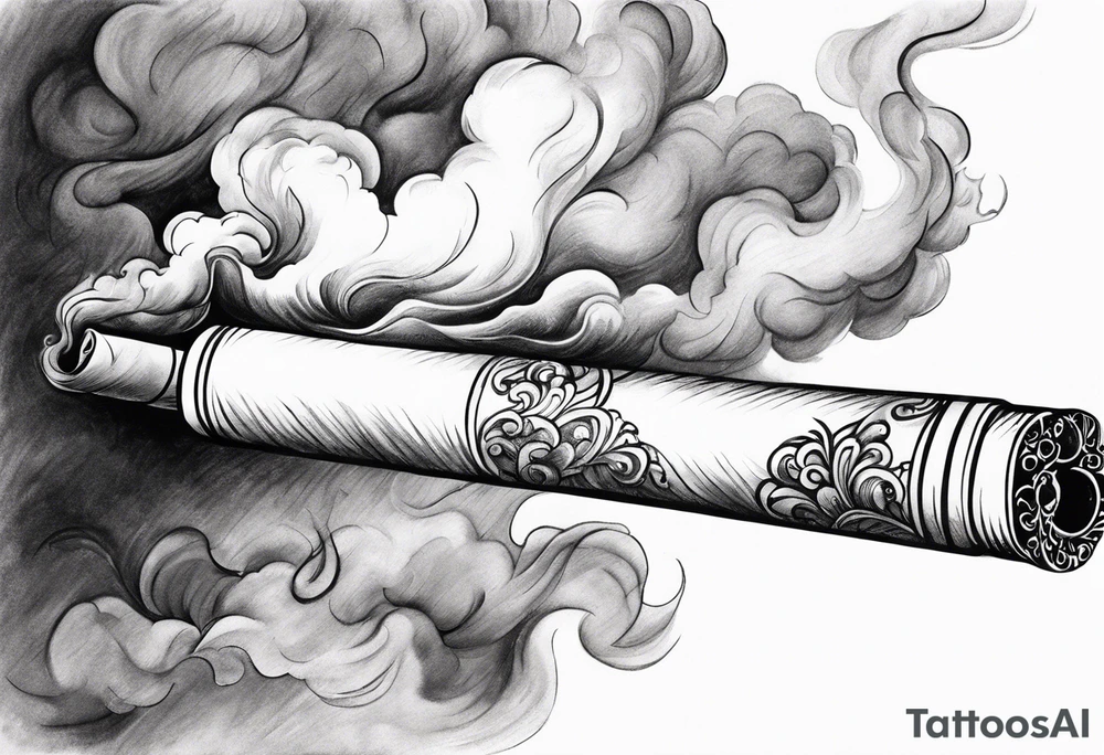 Draw me black smoke coming out of a cigarette tattoo idea