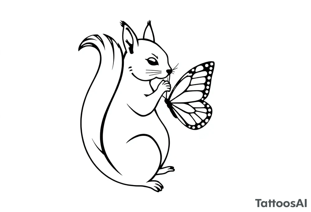 Squirrel kissing butterfly tattoo idea
