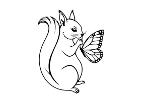 Squirrel kissing butterfly tattoo idea