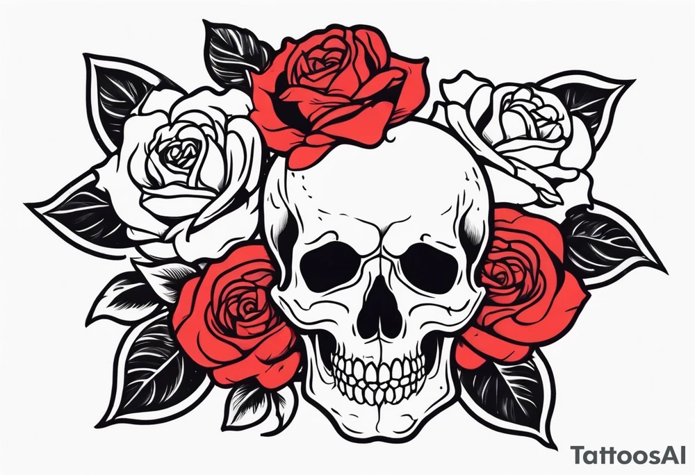 skull and roses tattoo idea