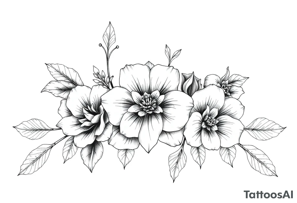 ornaments of flowers tattoo idea