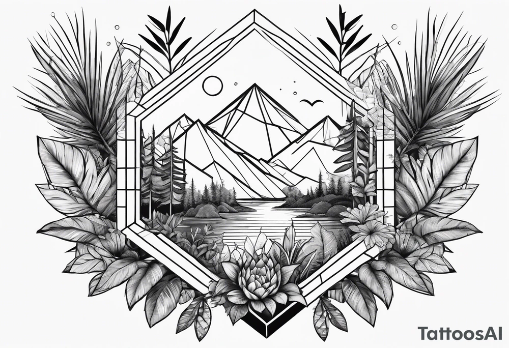 geometric dense vegetation tattoo idea