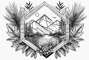 geometric dense vegetation tattoo idea