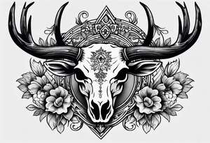 Stag skull western tattoo idea
