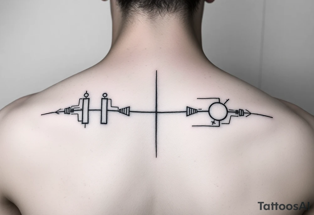Abstract Line tattoo of pause, play, rewind, & stop with mental and spiritual awareness tattoo idea