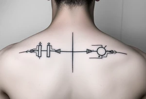 Abstract Line tattoo of pause, play, rewind, & stop with mental and spiritual awareness tattoo idea