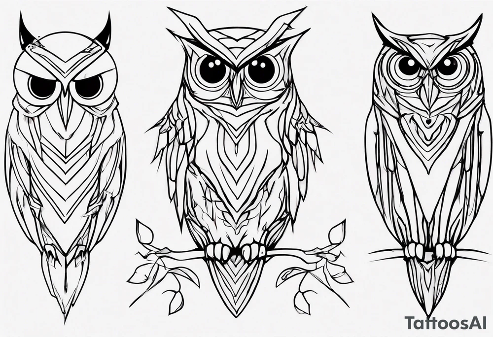 one line tattoo of a owl tattoo idea