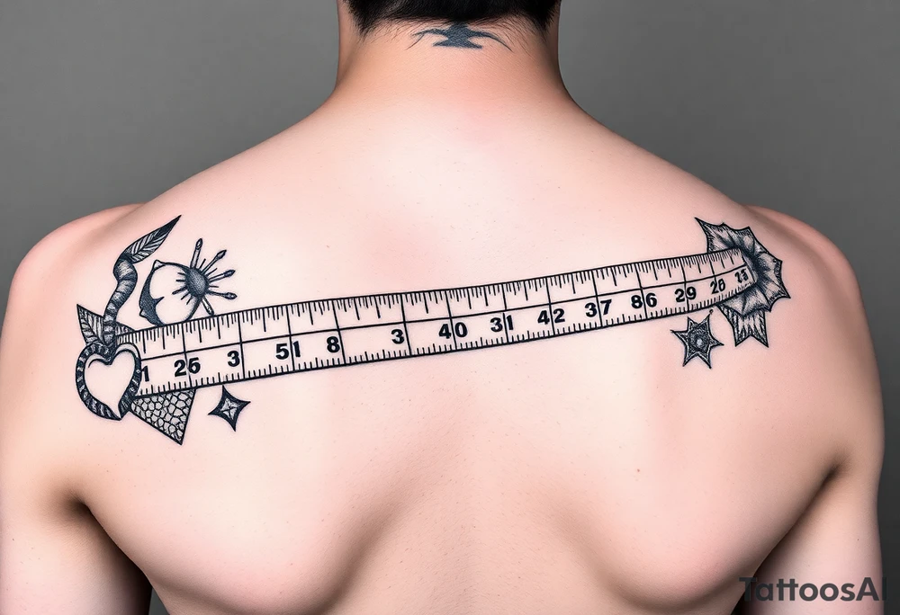 Whimsical tape measure for a woman in construction from the tip of middle finger to the elbow. tattoo idea