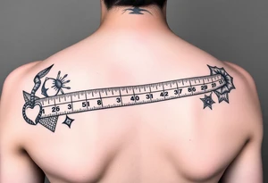 Whimsical tape measure for a woman in construction from the tip of middle finger to the elbow. tattoo idea