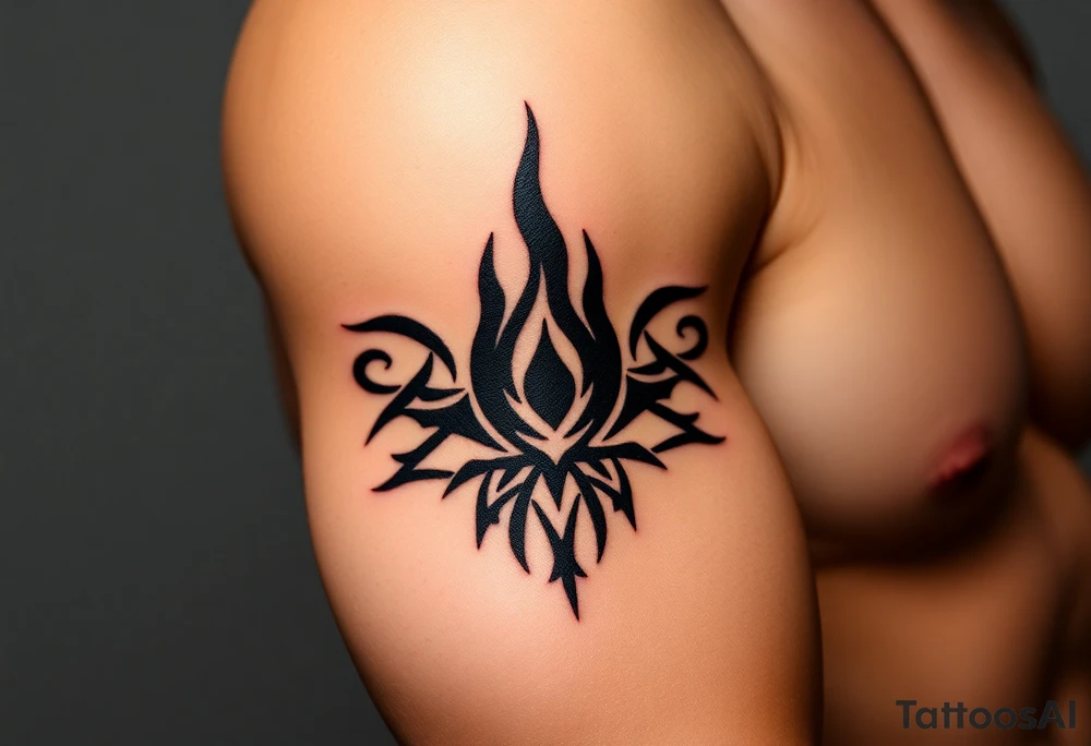 a flame in a roots form tattoo idea