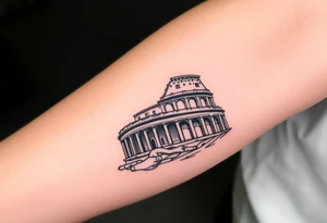 Imaginez un tatouage ou ont peut voir des éléments architecturaux de Rome, comme le Colisée, un gladiateur tattoo idea