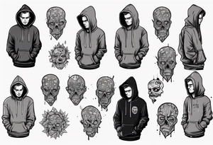 sad guy in a hoodie tattoo idea