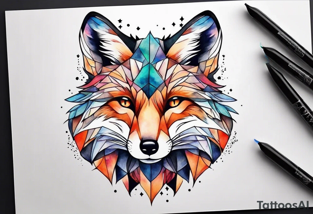 Watercolor fox tattoo idea