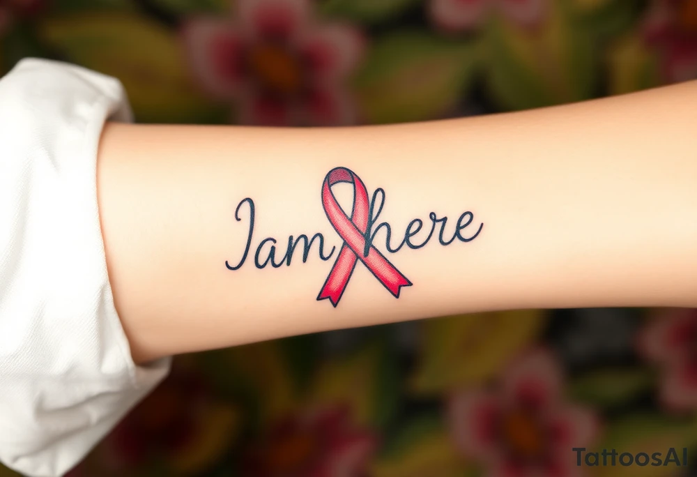 I am here pink ribbon hawaiian tattoo idea
