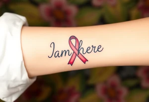 I am here pink ribbon hawaiian tattoo idea